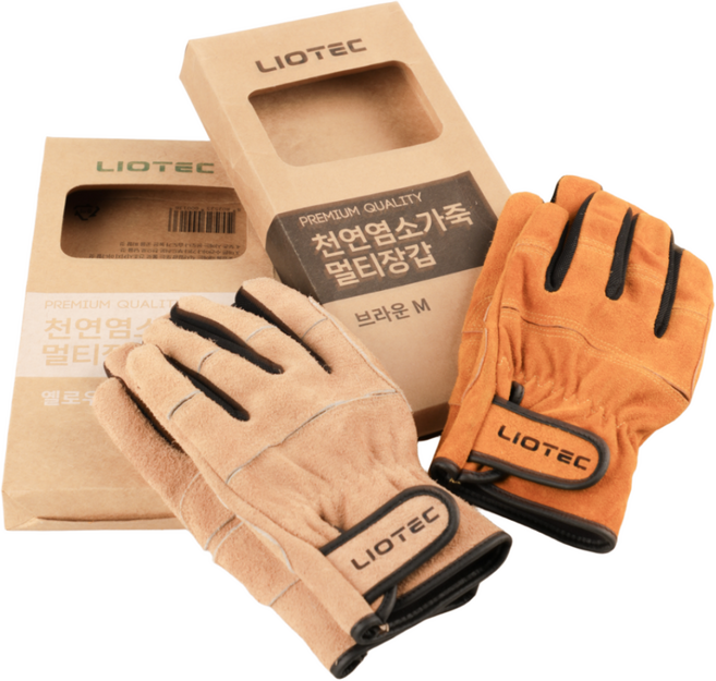 리오텍 프리미엄 가죽 장갑 캠핑 용접 보온 겨울 작업, 옐로우, 1개