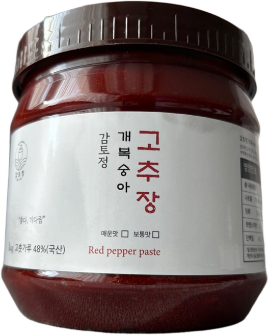 (자가소비용)감토정 저염 개복숭아 보통맛 고추장 1kg/2kg, 1개, 1kg