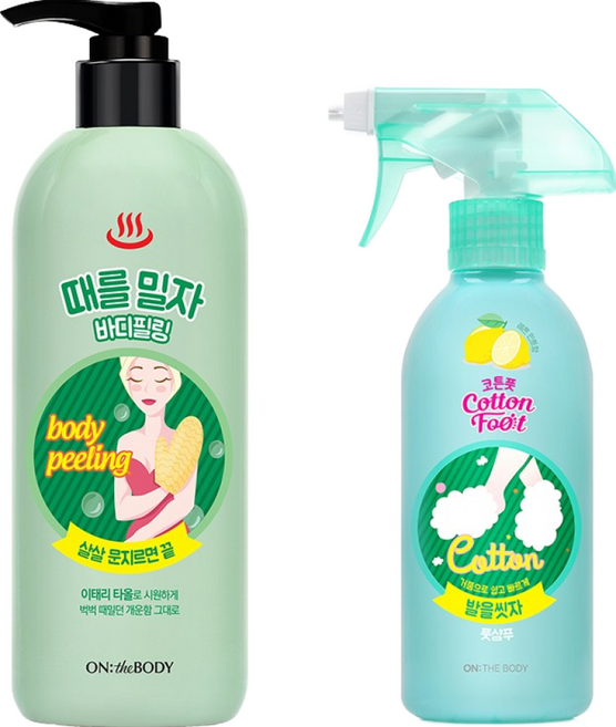 온더바디 때를밀자 바디필링 500ml + 코튼풋 발을 씻자 풋샴푸 레몬민트향 385ml, 1개