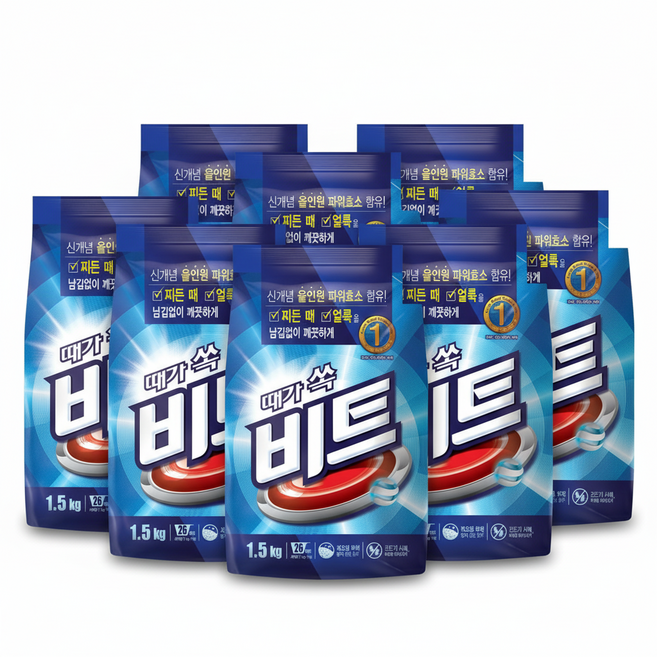 비트 분말 세탁세제 일반용 리필, 1.5kg, 7개
