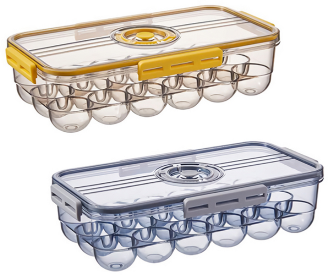 세정컴퍼니 계란 트레이 2P 락 보관함 냉장고 달걀 케이스 18구, 2P 옐로우+그레이, 1개