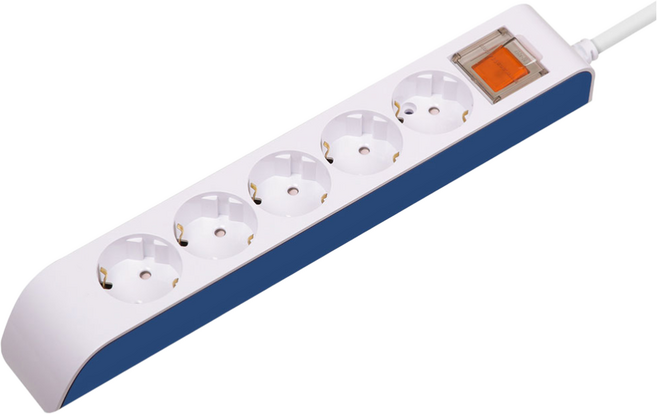 현대일렉트릭 하이탭 5구 2800W 과부하차단 통합스위치 접지 국산 안전멀티탭, 1개, 5m, 화이트