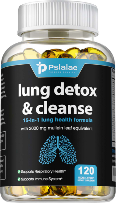 폐 디톡스 & 클렌징 - 15가지 효능의 폐 건강 포뮬러 - 호흡기 건강 항산화 보호 및 클렌징 지원 - 120캡슐, 1개, 60정
