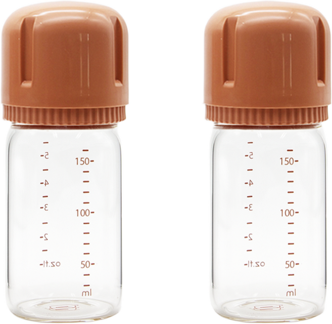 <트윈팩> 안심유리젖병 스페어보틀 (노꼭지) 2P, 2개, 160ml, 코랄핑크