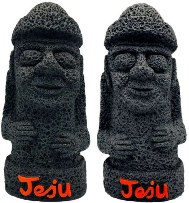 제주 돌하르방 4호 문무 한쌍 28cm 장식인형 미니어처 인테리어 감성소품 특산품, 그레이