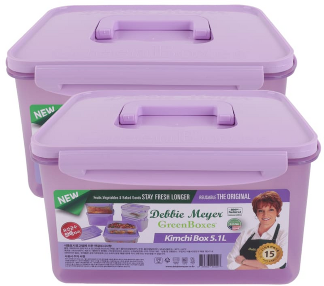 데비마이어 신선보관 냄새 안배는 숨쉬는 833 김치통 라벤더 퍼플, 5.1L, 2개