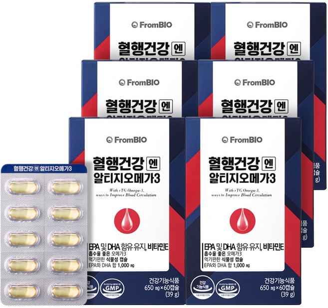프롬바이오 혈행건강엔 알티지오메가3 39g, 60정, 6개