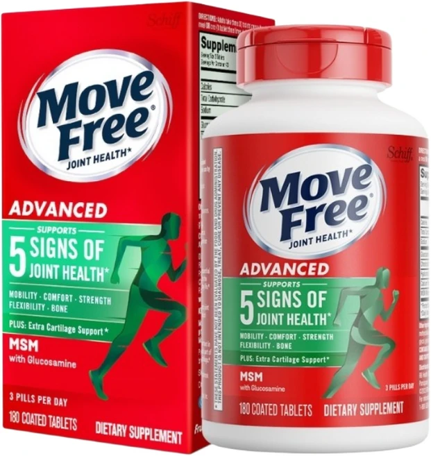 Move Free 무브프리 어드밴스드 플러스 MSM 글루코사민 + 콘드로이틴 관절 건강 영양제, 1개, 180정 - 쿠팡