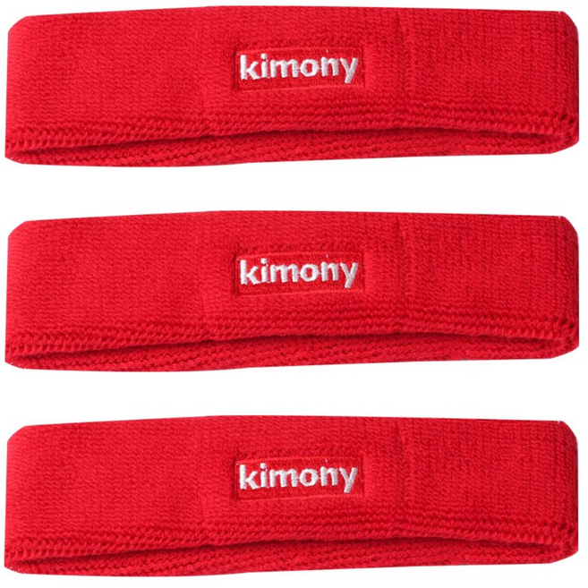 키모니 30수 타월 헤어밴드 헤드밴드 3개, 레드