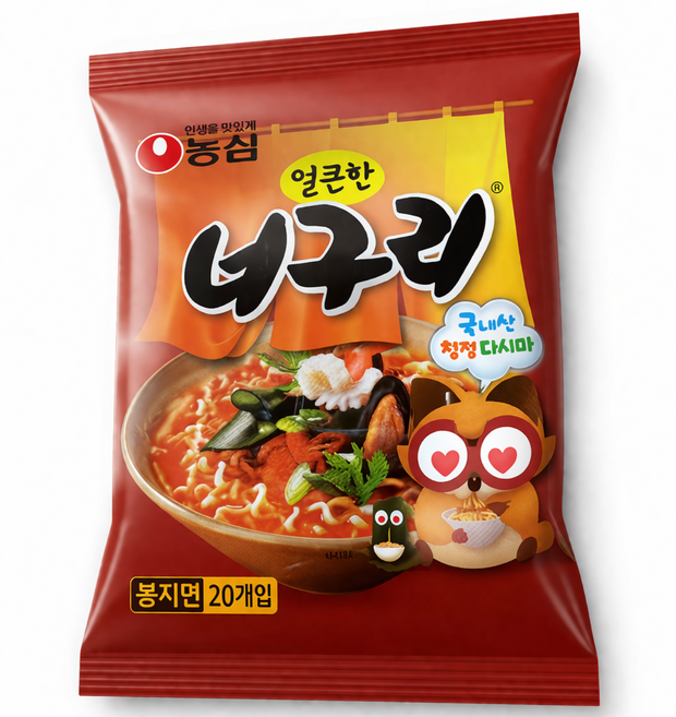 농심 얼큰한 너구리 120g, 40개