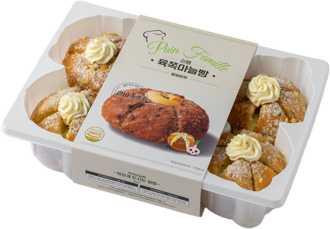 팡파미유 강릉육쪽마늘빵 원조 디저트 빵 바게트, 160g, 4개