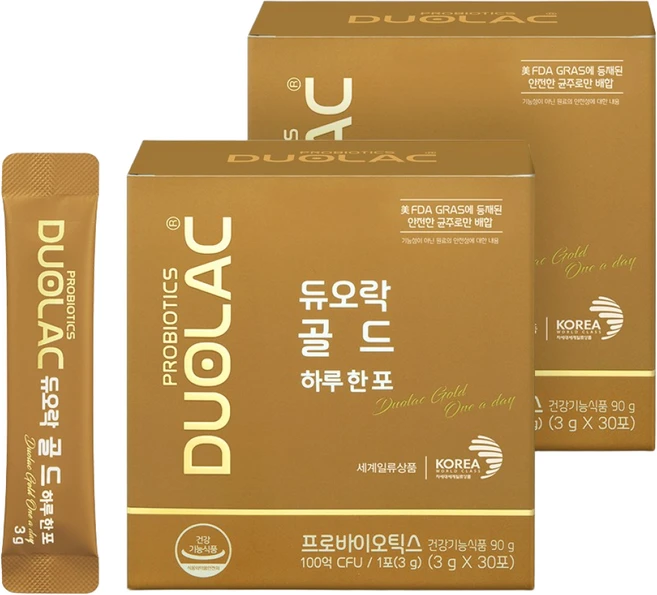 듀오락 골드 프로바이오틱스 분말 스틱, 30회분, 2박스 - 쿠팡