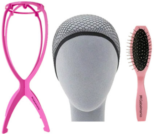 가발매니아 가발걸이 + 가발망 + 가발브러쉬 세트, 가발걸이대(핑크), 가발망(블랙), 가발브러쉬(핑크), 1개