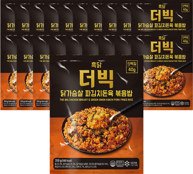 흑닭 더 빅 대용량 닭가슴살 파김치돈육 볶음밥 350g, 20개