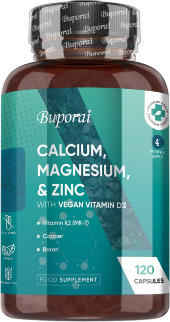 칼슘 마그네슘 아연 비타민 D3 K2(MK7) 120정 (1세 이상) 구리 셀레늄 망간 붕소 함유 - 고흡수 종합 비타민 및 미네랄 면역 뼈 피부 근육 모발, 1개, 60정