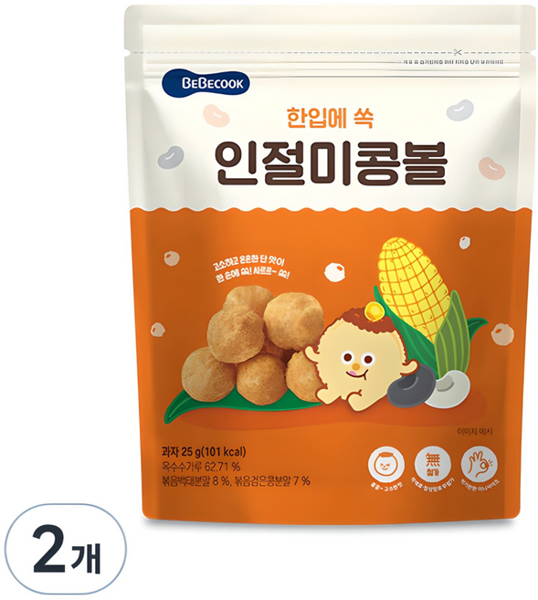 베베쿡 한입에 쏙 인절미 콩볼, 인절미맛, 25g, 2개