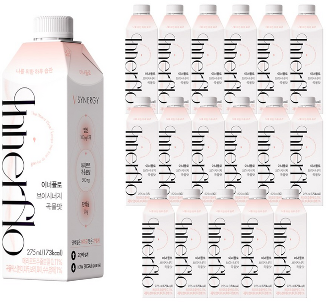 [약사진개발] 이너플로 브이시너지 곡물맛 단백질쉐이크 음료 V라인케어 올인원 1BOX(275ml 18개입), 18개, 275ml