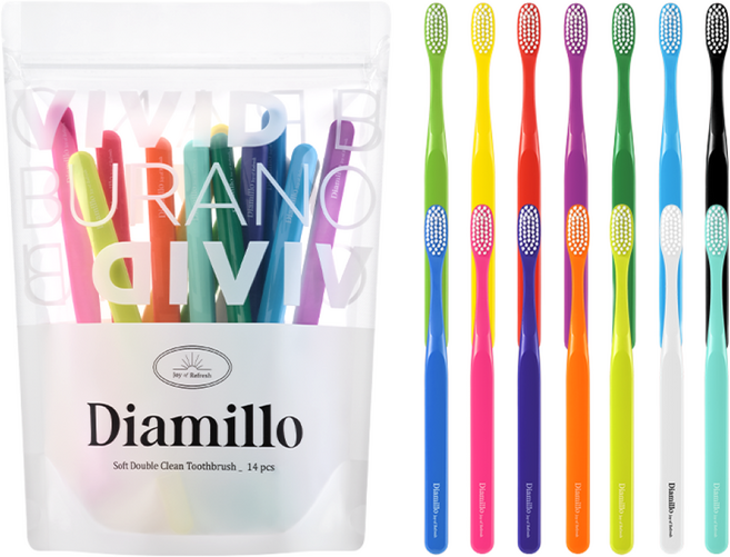 디아밀로 소프트 더블 클린 칫솔 14종 세트, 2세트, 14개입