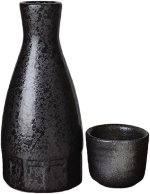 일본 도쿠리 사케병 사케잔 세트 도자기 술병 술잔 2P 독구리 SET, 07)흑결 소/SKY-293(도쿠리+술잔2p)