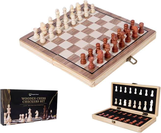 라라공방 프리미엄 원목 접이식 자석 체스판 체스 30x30, 1개