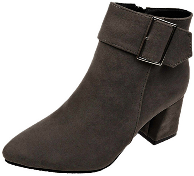 타니즈 루케 하객신발 스웨이드 키높이 버클 여성 미들 앵클부츠 (6.5cm)