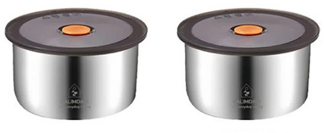 호선생 스텐 304 원형 밀폐용기, 세트, 2개