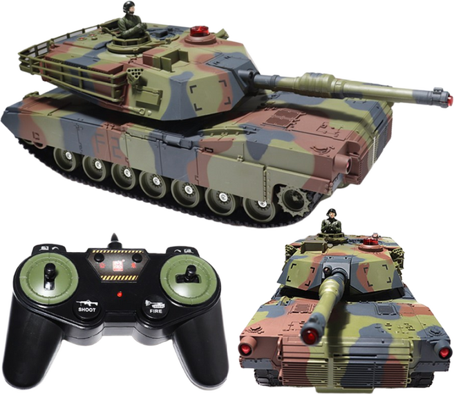 M1A2 에이브람스 탱크RC 장난감 강력한 파워 배틀게임가능 무선조종탱크, 1개