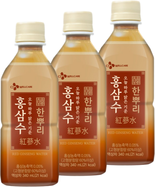 CJ 한뿌리 홍삼수, 340ml