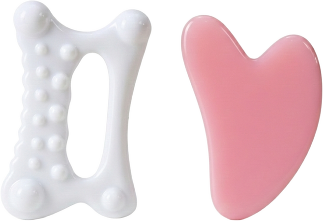 보떼 [괄사 마사지기 도구 세트] 얼굴괄사 2종, 엄지 손 괄사1개+로즈 하트 괄사1개, 1세트