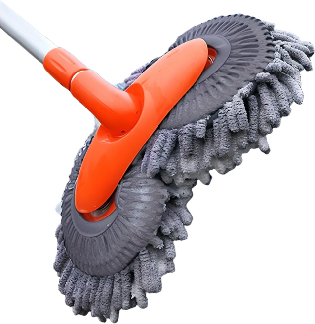 투데이리빙 4세대 3단 세차 밀대 듀얼 헤드 각도 조절 차량용 브러쉬 자동차 접이식 대걸레 청소 용품, 1개, R98248A(오렌지