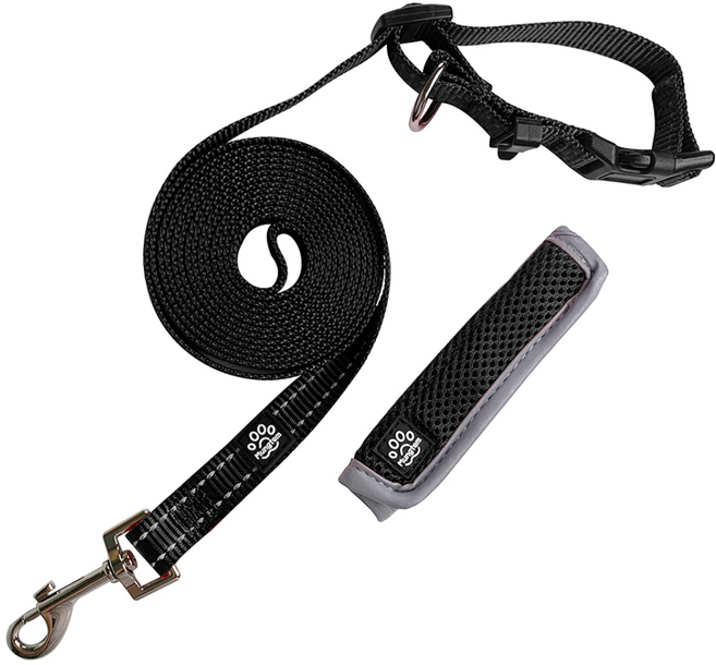 멍템 강아지 핸즈프리 리드줄, 블랙, 1개