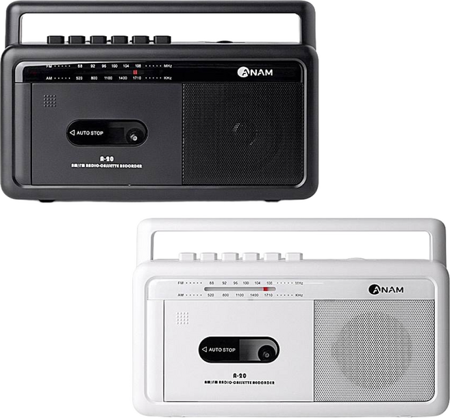 아남 카세트 플레이어 A-20 USB인시 FM라디오 녹음, 블랙
