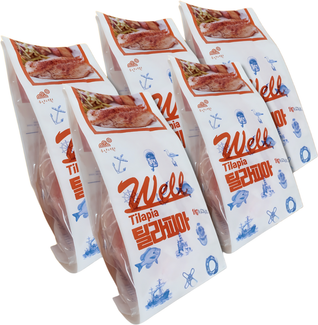 NEW 수산서원 냉동 틸라피아 1kg x 5개 흰살생선 스테이크 단백질 생선구이 다이어트 닭가슴살 식단, 5세트