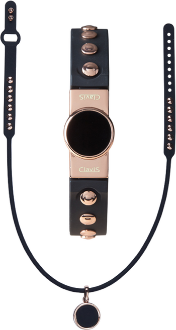 클라비스 히어로 건강팔찌+건강목걸이 세트 근육통완화 자기발생기, 블랙, 로즈골드, 1개