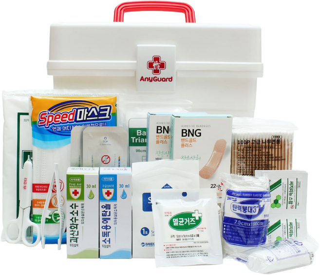 구급상자 16종 약품 포함 세트 가정용 사무실 상비약 응급처치 키트 약통 보관함, 1개, 16종약품세트