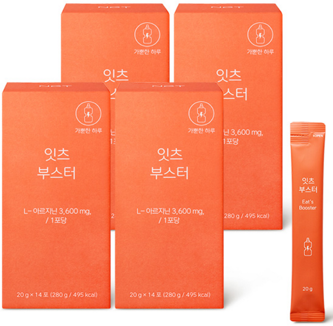 네츄럴굿띵스 NGT 잇츠 부스터 아르기닌 에너지, 4박스, 280g