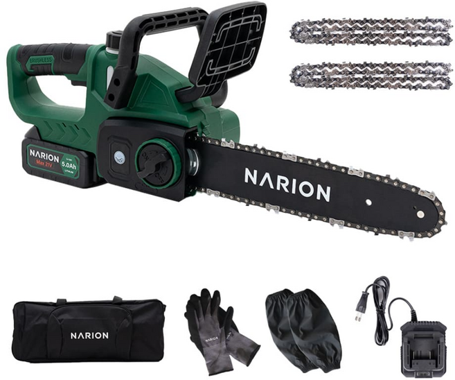 나리온 30cm 무선 체인톱 충전식 전기톱, 1개, 배터리 2개 풀세트