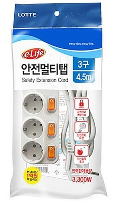 [전기용품 안전인증] 롯데 이라이프 대용량 멀티탭