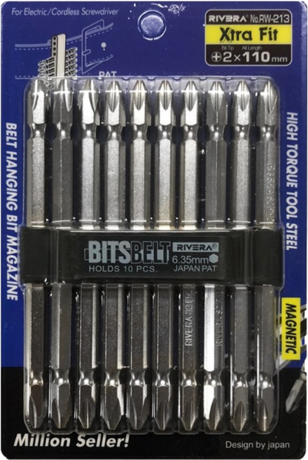 리베라(RIVERA) 드라이버 비트 10pcs, RW-213(+2x110mm)