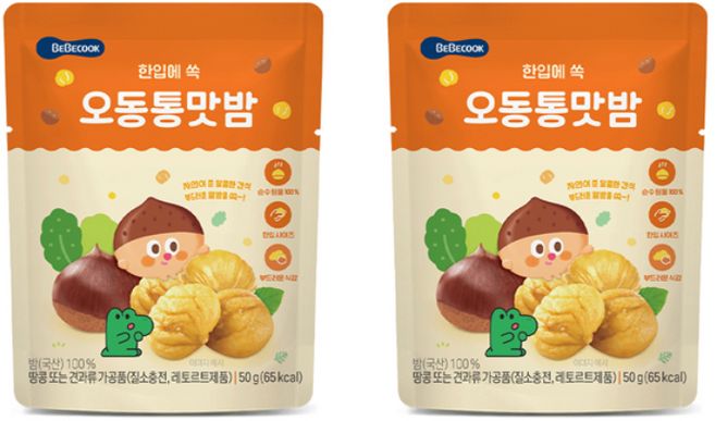 베베쿡 유아용 오동통통맛밤, 50g, 2개
