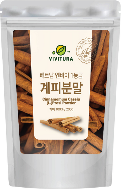 비비투라 베트남 옌바이 1등급 계피 분말 가루 파우더 100%, 1개, 200g