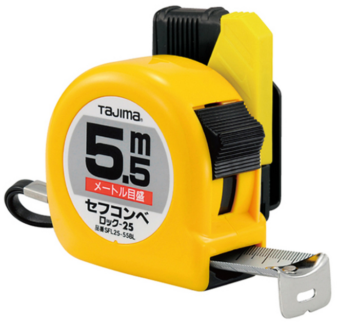 타지마 줄자 5.5M 벨트홀더 안전줄자 양면줄자 SFL25-55BL, 1개