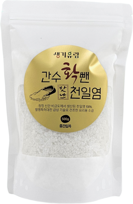생기유람 간수확뺀 맛난 천일염 중간입자, 1개, 500g