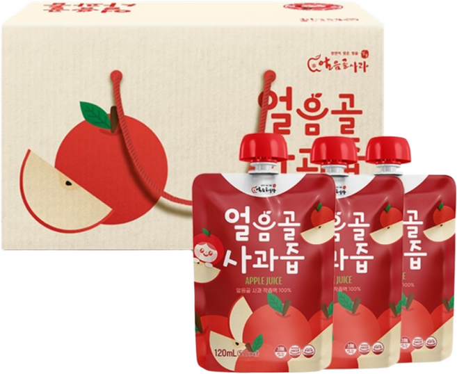 사과 100% 밀양 얼음골사 과즙 스파우트 안전캡, 20개, 120ml