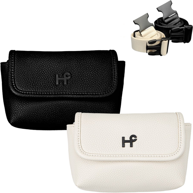 힐크릭 와플 힙색 골프 파우치 벨트백 허리가방 여성 볼 주머니, 아이보리, 1개