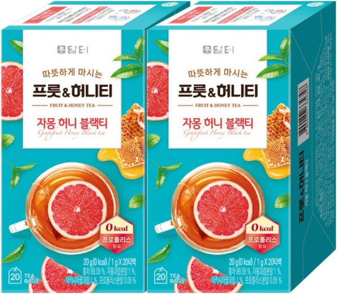 담터 프룻 앤 허니 자몽허니블랙티, 1g, 20개입, 2개