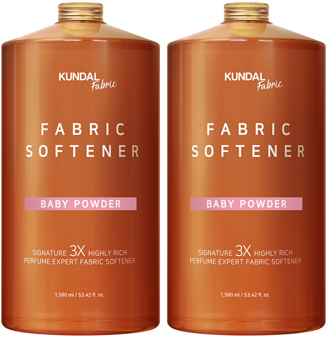쿤달 초고농축 섬유유연제 베이비파우더향 본품, 1.58L, 2개