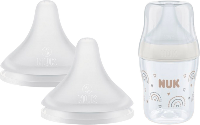 누크 퍼펙트매치 체험팩 젖꼭지 + 젖병 샘플(젖병 150ml + 젖꼭지S), 1세트, S (0개월~)