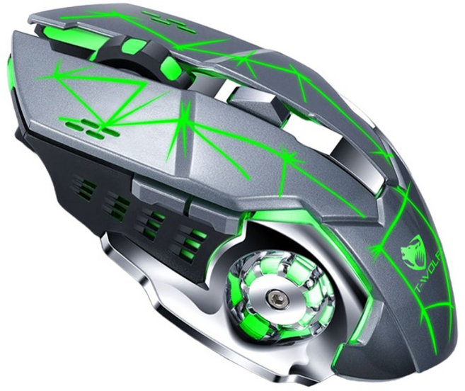 무선 블루투스 마우스 충전식 2.4g 초경량 게이밍 마우스 LED 백라이트 마우스, 그레이, Q13B