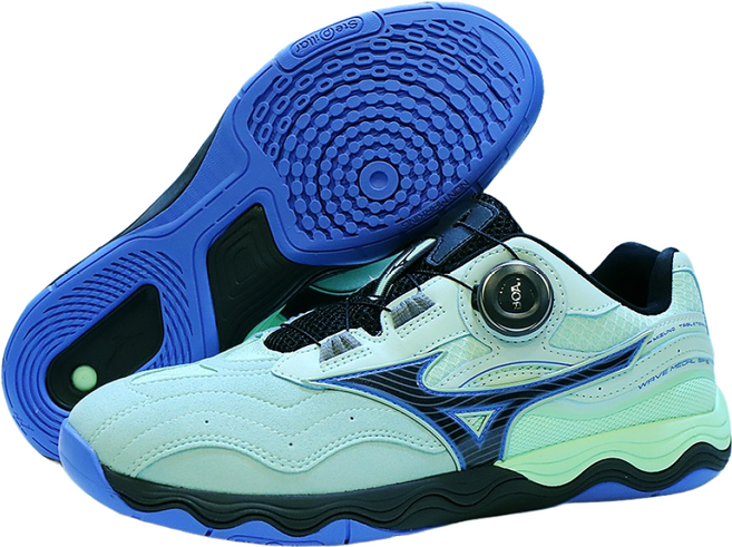 미즈노 인도어 운동화 웨이브 메달 SP5 탁구화 (블루민트블랙) 81GA241221 + 발패치1박스